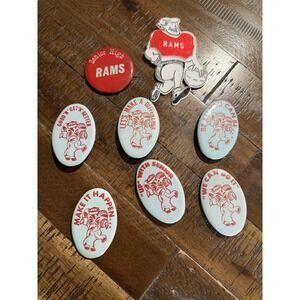 8 Vintage Dubuque Iowa Senior High School Rams Pins / Pinback